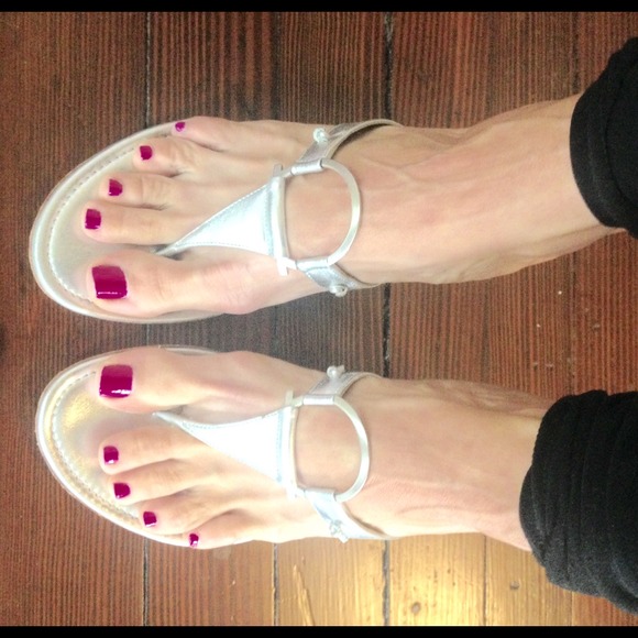 Salvatore Ferragamo Silver Sandals size 7 1/2