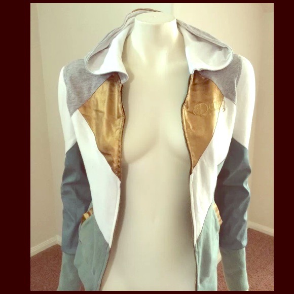 NEW! Dereon Gold,Teal,Gray And White Medium Hoodie