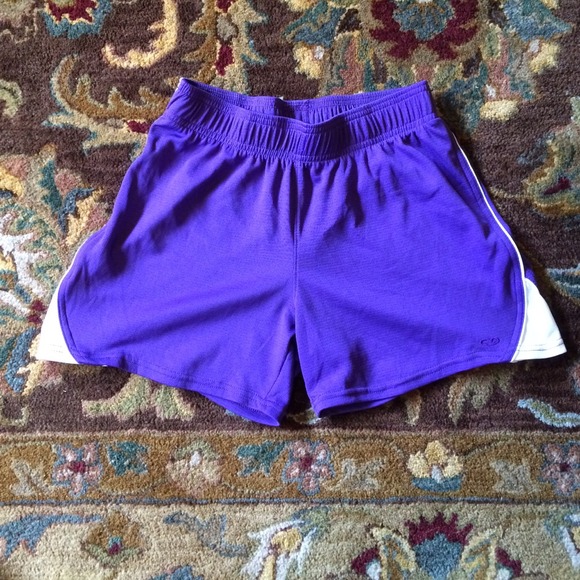 Champion purple and white running shorts