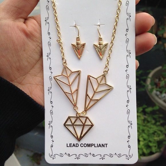 Geometric necklace and earring set