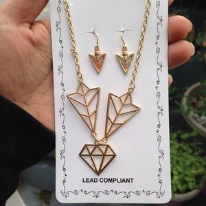Geometric necklace and earring set