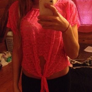 Pink Lace see-through shirt.