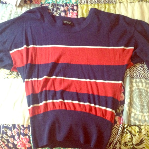 Topshop Short Sleeve Striped Sweater