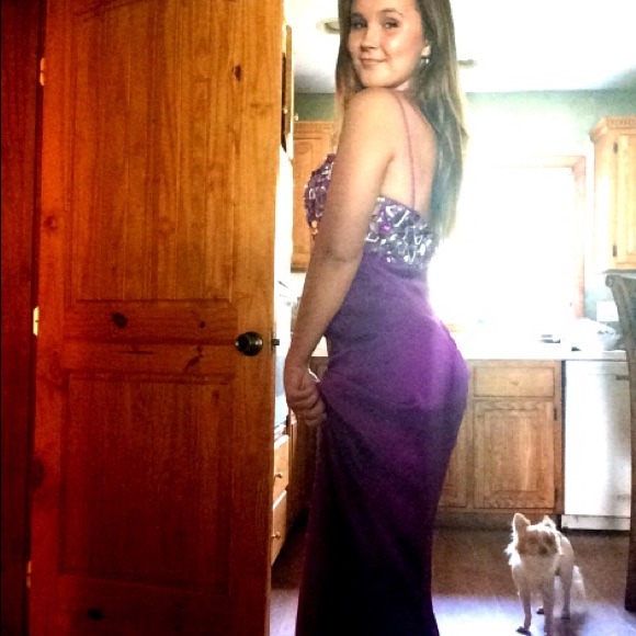 Bedazzled purple silk dress