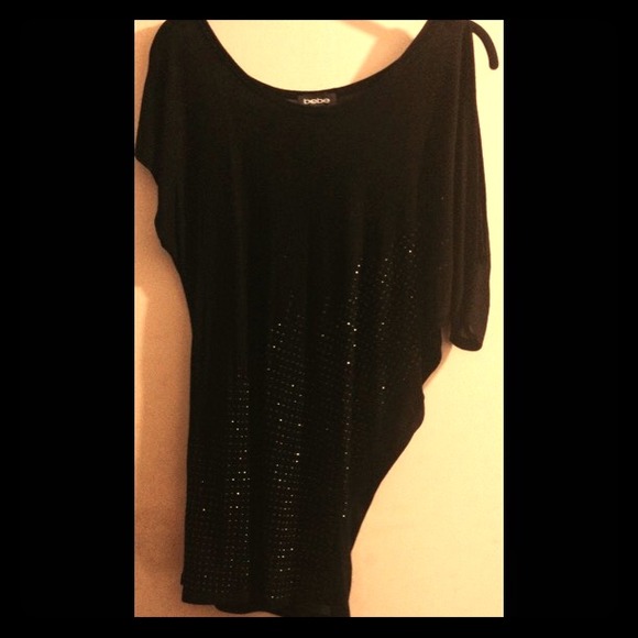 bebe Tops - Bebe Off-the-shoulder Sparkle Tunic - Size XXS