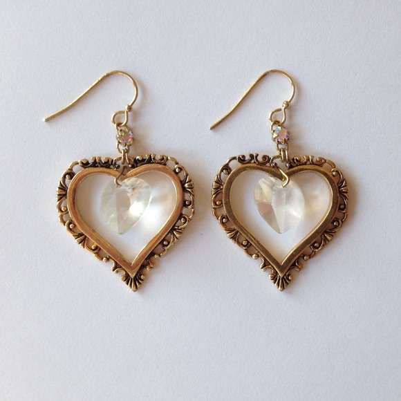 Betsey Johnson Crystal Heart Earrings