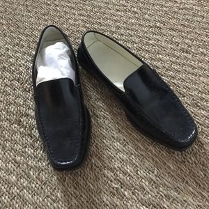 tods flat shoes classic leather black size5