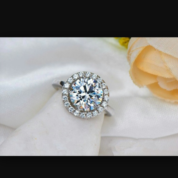 Jewelry - S925 engagement halo wedding ring 2.5  cz diamond