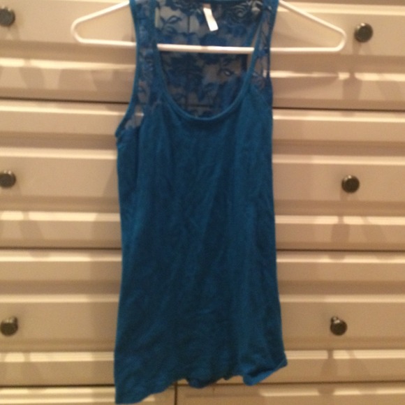 Blue tank top with lace