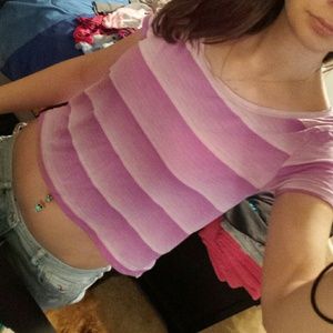 purpleish and white crop top