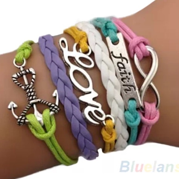 Infinity love faith anchor bracelet