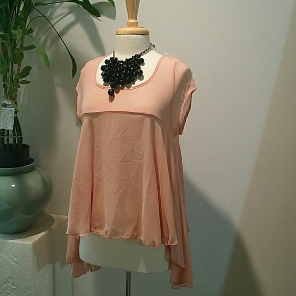 Coral chiffon blouse - Picture 4 of 4