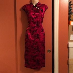 Red and black chinese dress used as costume