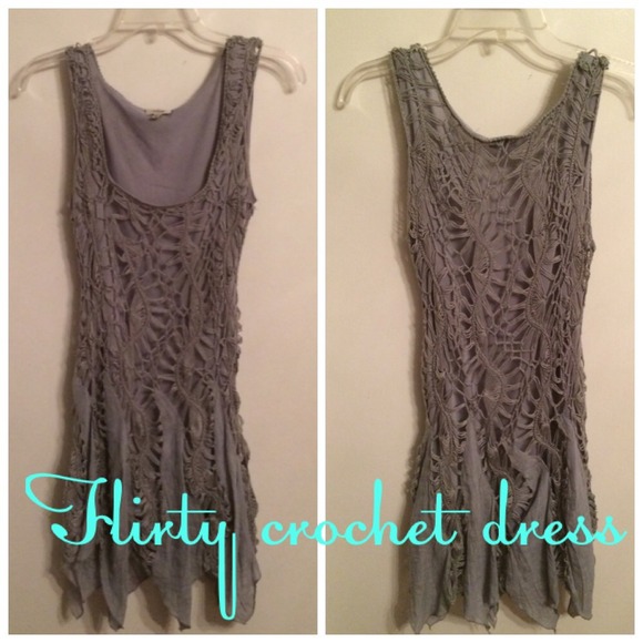 Soft gray crochet mini dress