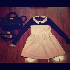 Cream and Black Laced Darling Dress