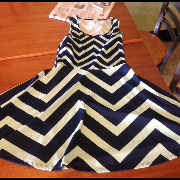 Mint and navy blue skater dress