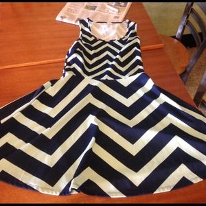 Mint and navy blue skater dress
