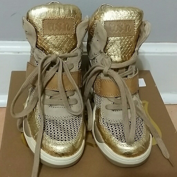 Ash Gold Snake Skin Wedge Sneakers