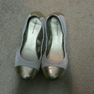 BCBG White and Gold flats