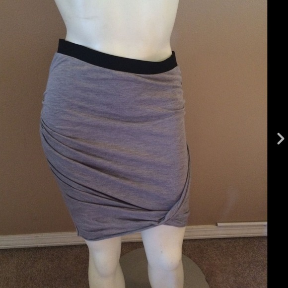 Helmut Lang Grey Jersey Draped Layer Skirt sz P XS