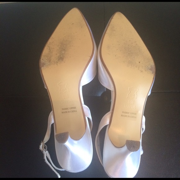 White High Heel Closed Toe Sling Back Shoes - Picture 4 of 4