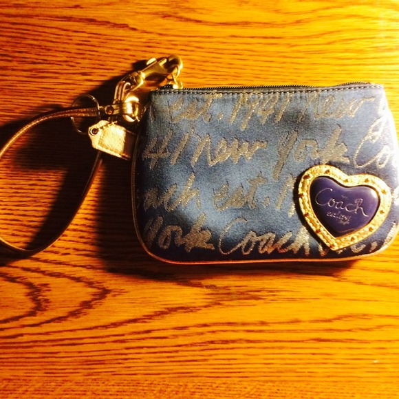 navy blue coach wallet