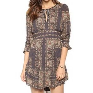 Free People Bridgette Dress. Brown & Floral