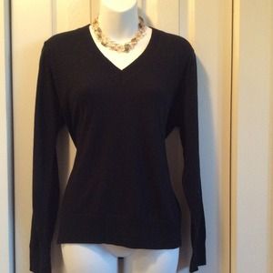 Black lightweight v-neck sweater.