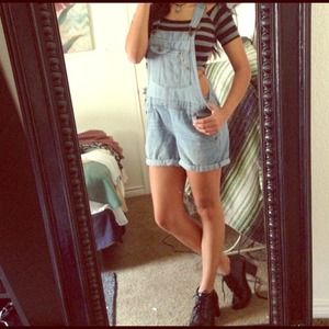 Denim Overall Shorts