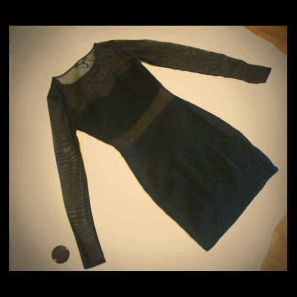 Black dress with mesh cutouts