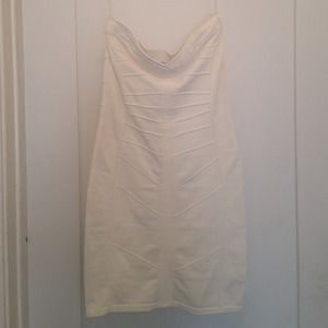 White Bondage style strapless dress