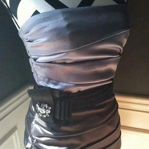 WHBM 2 two toned grey/black strapless dress