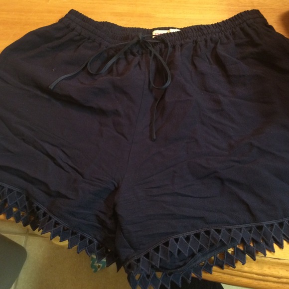 Navy elastic flow shorts by Rebecca Taylor