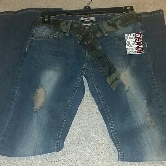 Camo belted jeans
