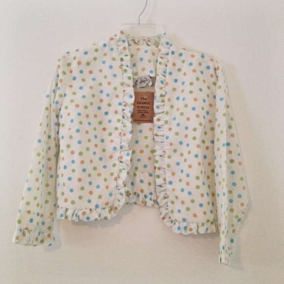 Vintage Tops - 1950s vintage white polka dot bolero jacket top