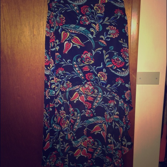 High waist floral print High/Low skirt