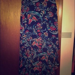 High waist floral print High/Low skirt