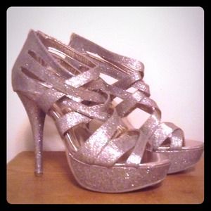 Silver strappy heels