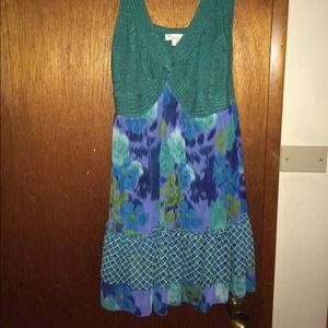 floral print Sweater textured dress