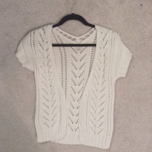 Cream Knit Short Sleeve Cardi