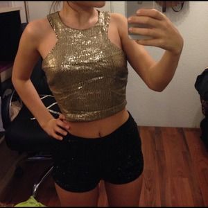 Gold sequin crop top