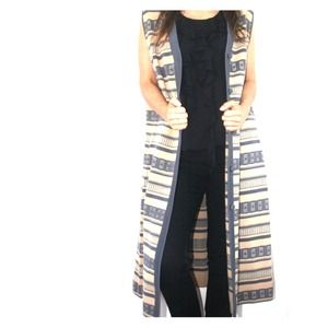 Vintage 100% Wool Bohemian Tribal Vest Coat