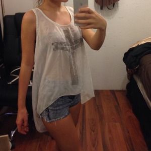 Cross studded white shirt