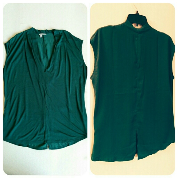 Halogen Tops - Dark Teal Halogen V Neck Split Back Top sz L