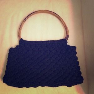 Black vintage woven bag