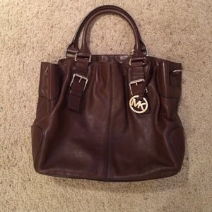 Dark brown Michael Kors tote with shoulder strap