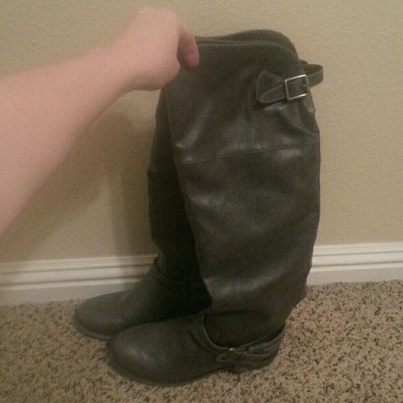 Knee high gray boots