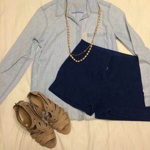 Blue Cuffed Shorts