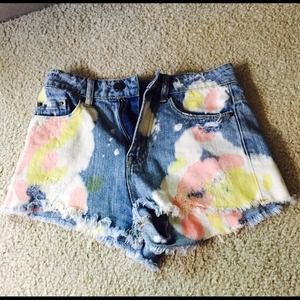$30 PP Paint splattered high waisted shorts