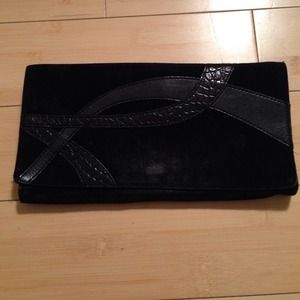 Black Suede Banana Republic clutch